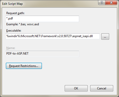 IIS7 : map a handler for PDF files